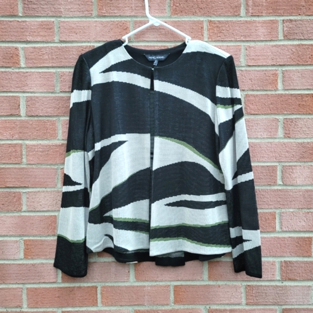 Ming Wang Knit Jacket Abstract Medium